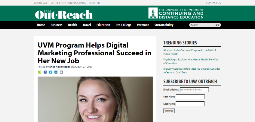 University of Vermont Blog
