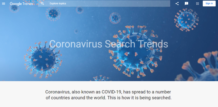 Covid Search Trends Hub on Google