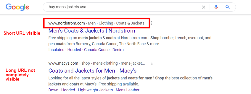 URL for Ecommerce websites