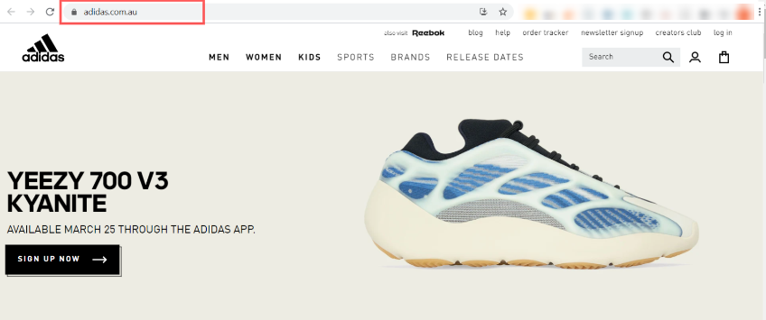 adidas ccTLD example