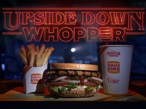 Burger King Flips the Whopper referencing "Upside Down" from Stranger Things in their post