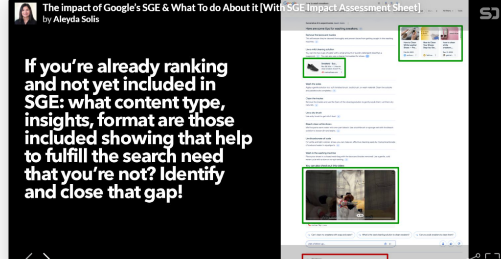 The impact of Gogole's SGE according to Aleyda Solis