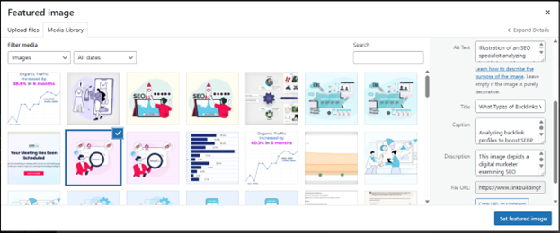 Add Featured Image & ALT Text