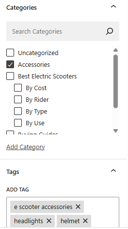 Add Category & Tags